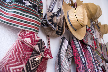 Romanian traditional hats and bags