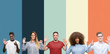 © Krakenimages.com - Group of people over vintage colors background showing and pointing up with fingers number six while smiling confident and happy.