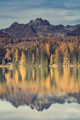 Poster - Autumn or fall over lake in high Tatra mountains