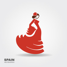Spanish Flamenco Dancer. Vector Illustration