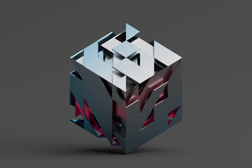 Poster - Abstract 3d rendering of geometric shapes. Composition with squares. Cube design. Modern background for poster, cover, branding, banner, placard.