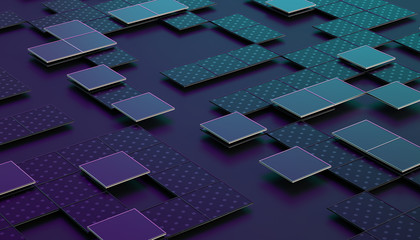 Poster - Abstract 3d rendering of geometric shapes. Composition with squares. Futuristic surface design. Modern background for poster, cover, branding, banner, placard.