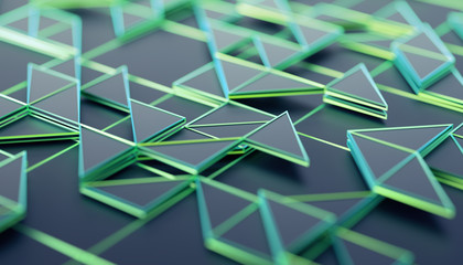 Poster - Abstract 3d rendering of geometric surface. Composition with triangles. Futuristic modern background design for poster, cover, branding, banner, placard.