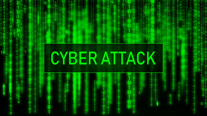 Aufkleber - Secure password. Cyber attack. Hacking. Digital background green matrix. Binary computer code.
