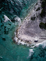 Aerial view of the coastline in Barbados in Caribbeans