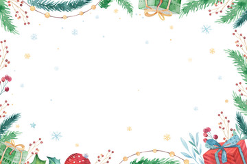 merry christmas and happy new year 2019 decoration winter set. watercolor holiday background. xmas e