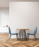 Fototapeta Przestrzenne - White living room interior, table and chairs