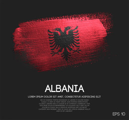 Wall Mural - Albania Flag Made of Glitter Sparkle Brush Paint Vector