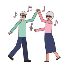 Canvas Print - cute grandparents dancing avatar characters