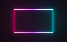 Neon Frame Sign In The Shape Of A Rectangle. 3d Illustration