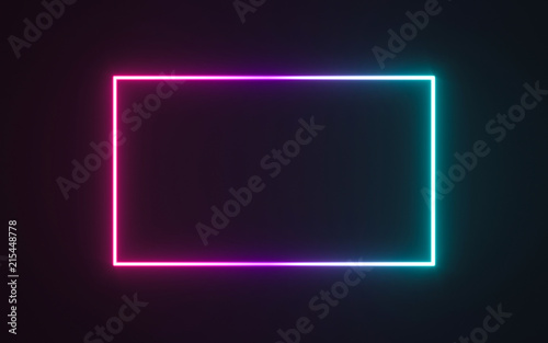 Neon frame sign in the shape of a rectangle. 3d illustration Tablou Canvas