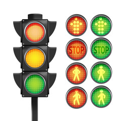 Traffic Light Red Yellow Green Isolate Vector