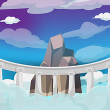 Greek High Heaven Cartoon Background Vector