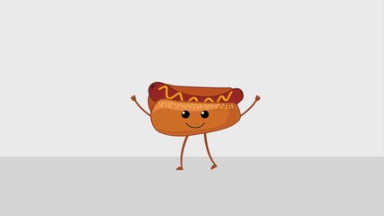 Poster - kawaii cartoon food hot dog happy animation hd