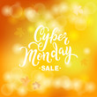 © Natalia - Cyber Monday sale. Hand drawn lettering Cyber Monday for banner, logo, badge, web, poster. Discount time. Vector illustration Cyber Momday isolated on yellow background.
