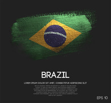 Brazil Flag Made Of Glitter Sparkle Brush Paint Vector