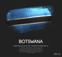 Wall Mural - Botswana Flag Made of Glitter Sparkle Brush Paint Vector