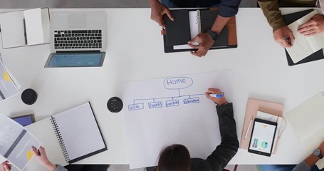 time lapse young multi ethnic team of web developers brainstorming ideas for startup business websit