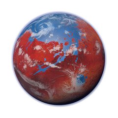 Wall Mural - early mars with oceans and clouds, surface water on the red planet