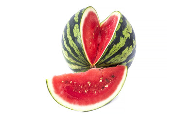 Wall Mural - watermelon and slices on white