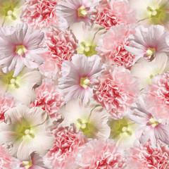 Fotomurales - Beautiful floral background of mallow and carnation 