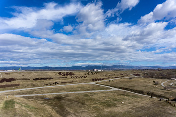 Landscape with blue sky and clouds