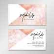 © Tatsiana - Vector modern business card design featuring geometric shapes, a sparkly blurred bokeh background, and faux rose gold foil.