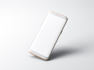 Wall Mural - White Smartphone mockup on gray background, 3d rendering