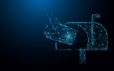 Aufkleber - Mailbox with flying mail form lines, triangles and particle style design. Illustration vector