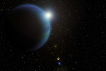 Wall Mural - gas planet in outer space with lens flare