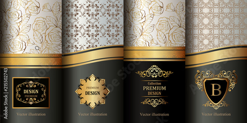 Foto Collection of design elements,labels,icon,frames, for packaging, luxury background