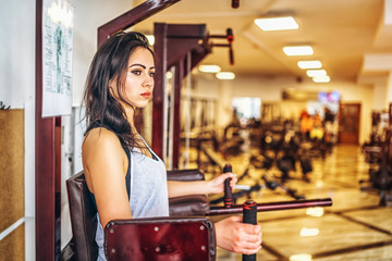 Wall Mural - Cute sporty girl workout in the gym