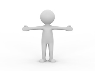 3d illustration man presenting your product hands to the side on a white background