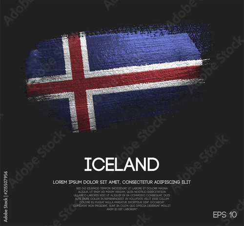Fotografía Iceland Flag Made of Glitter Sparkle Brush Paint Vector
