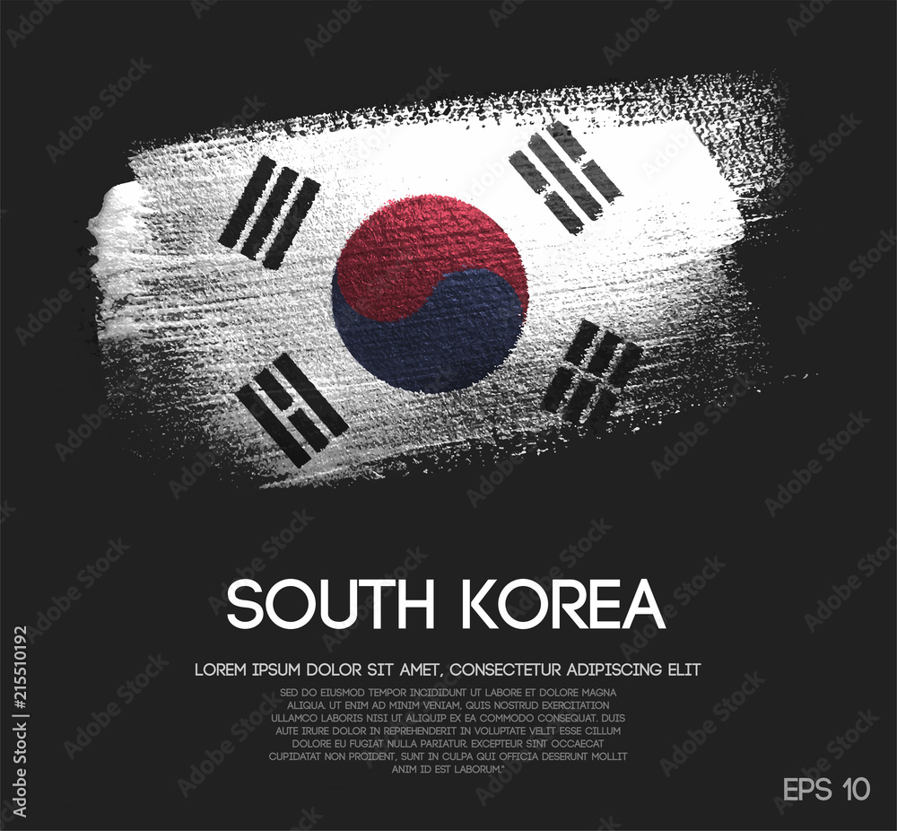 South Korea Flag Made of Glitter Sparkle Brush Paint Vector