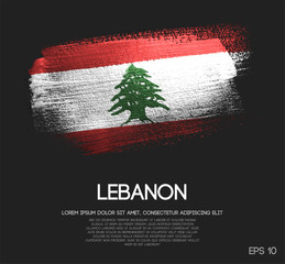 Wall Mural - Lebanon Flag Made of Glitter Sparkle Brush Paint Vector