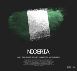 Wall Mural - Nigeria Flag Made of Glitter Sparkle Brush Paint Vector