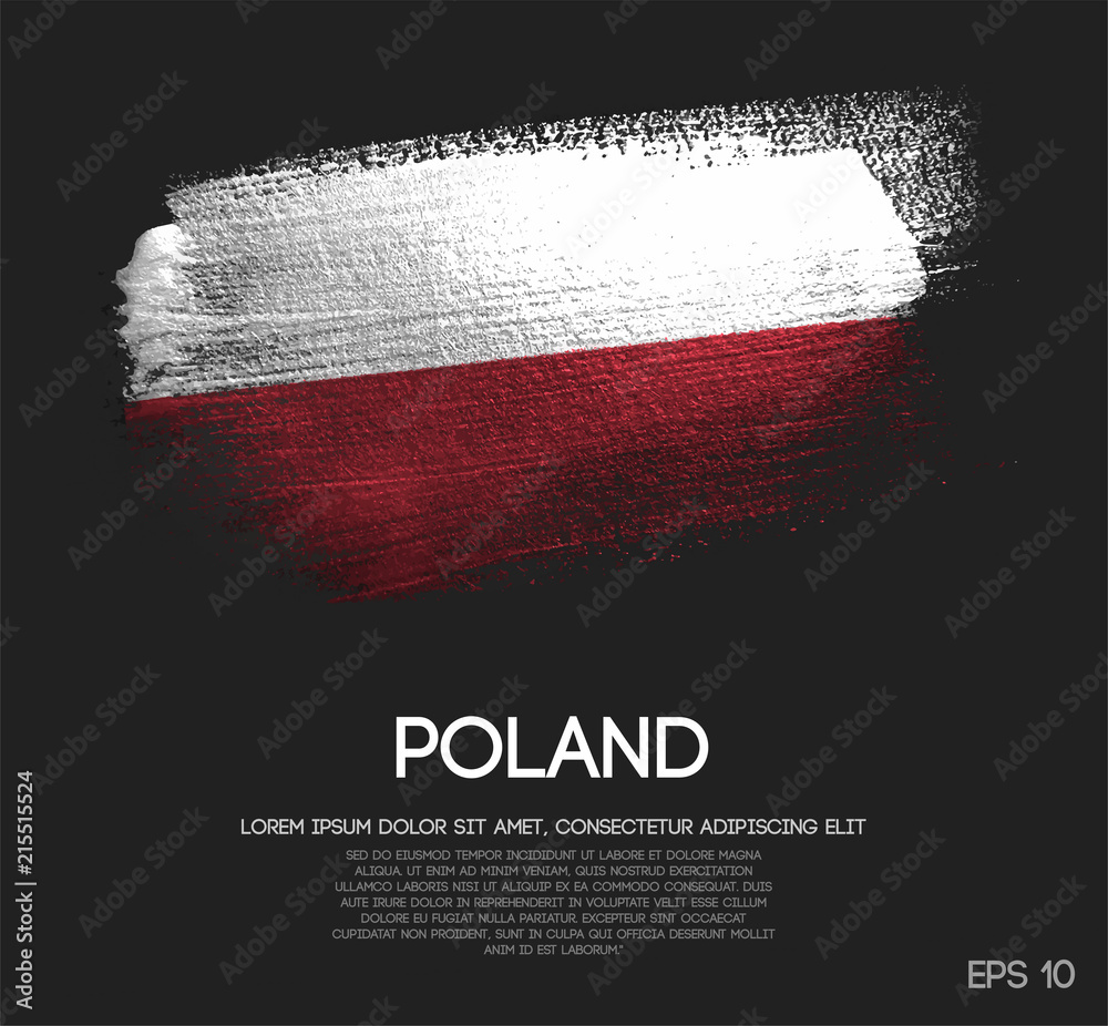 Poland Flag Made of Glitter Sparkle Brush Paint Vector - obrazy, fototapety, plakaty 