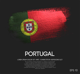 Wall Mural - Portugal Flag Made of Glitter Sparkle Brush Paint Vector