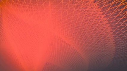 Poster - Abstract orange background with animation of waving and vibrating network surface. 3d rendering. 4k UHD