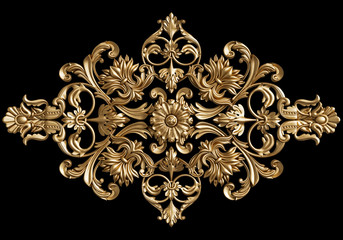 Wall Mural - Classic ornament decor isolated on  black background