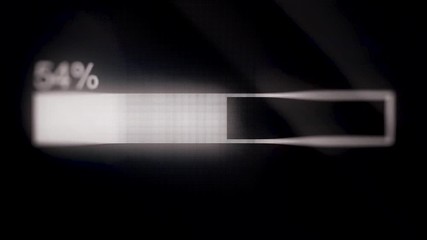 Poster - Loading bar animation on black and white screen. The concept of computer technology