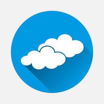 Clouds vector icon. A symbol of the sky with long shadow. Layers grouped for easy editing illustration. For your design.