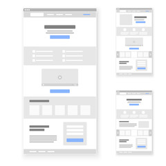 landing page website wireframe interface template set. vector illustration
