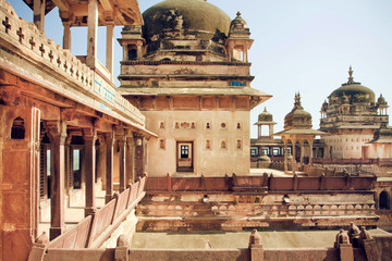 Wall Mural - Classical architecture in India. Towers of historical structure and balconies built in old times