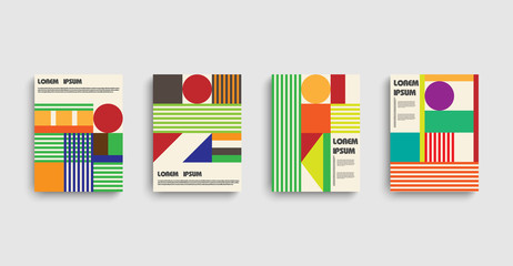 Aufkleber - Abstract bauhaus for report design. Cover design set. 