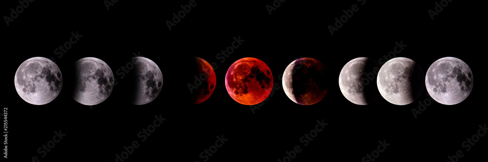 Time lapse of Lunar Eclipse 2018 Blood Moon Stock Photo | Adobe Stock