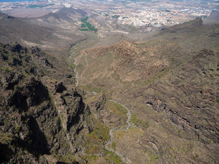 Aerial view of the south side of the Tenerife Island, including playa de las americas