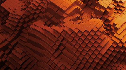 Fototapete - 3d render abstract background with waves made of a lot of cube geometry primitive forms that goes up and down.