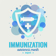 Immunization awareness month card or background. vector illustration.